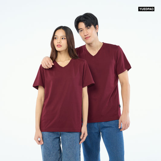 NEW Unisex_คอวี_สีเลือดหมู