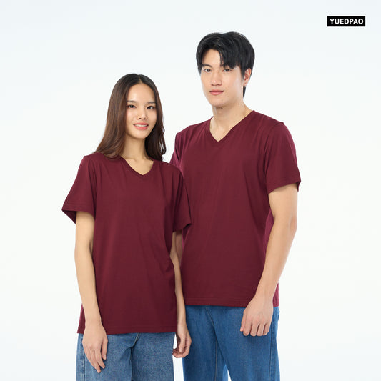 NEW Unisex_คอวี_สีเลือดหมู