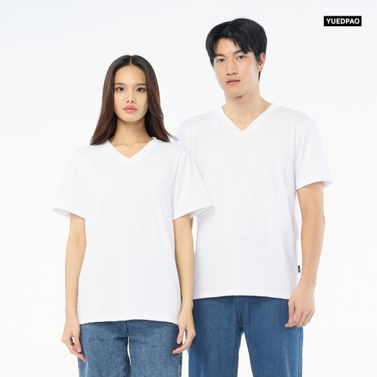 NEW Unisex_คอวี_สีขาว