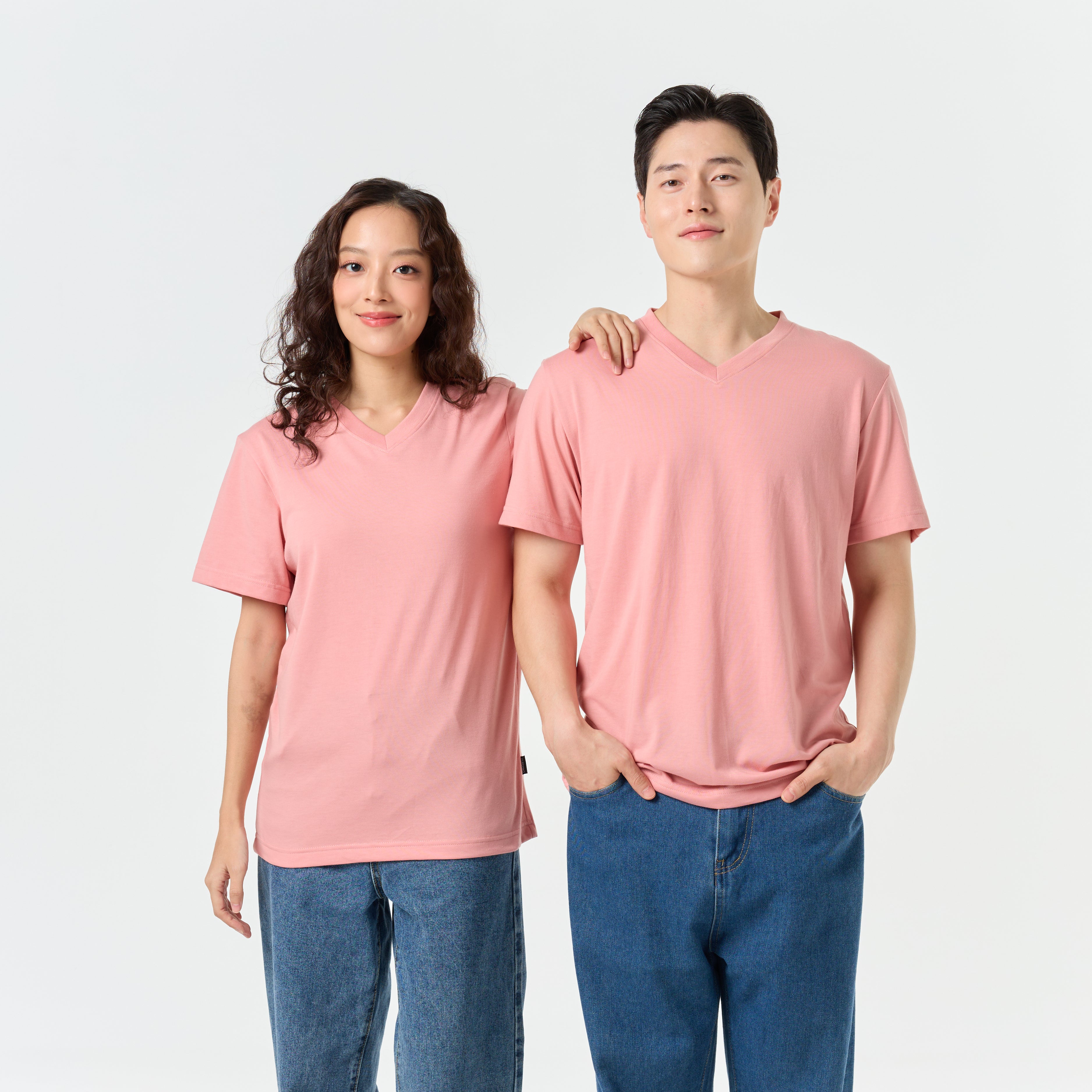 Ultrasoft Unisex V Neck_Light Pink