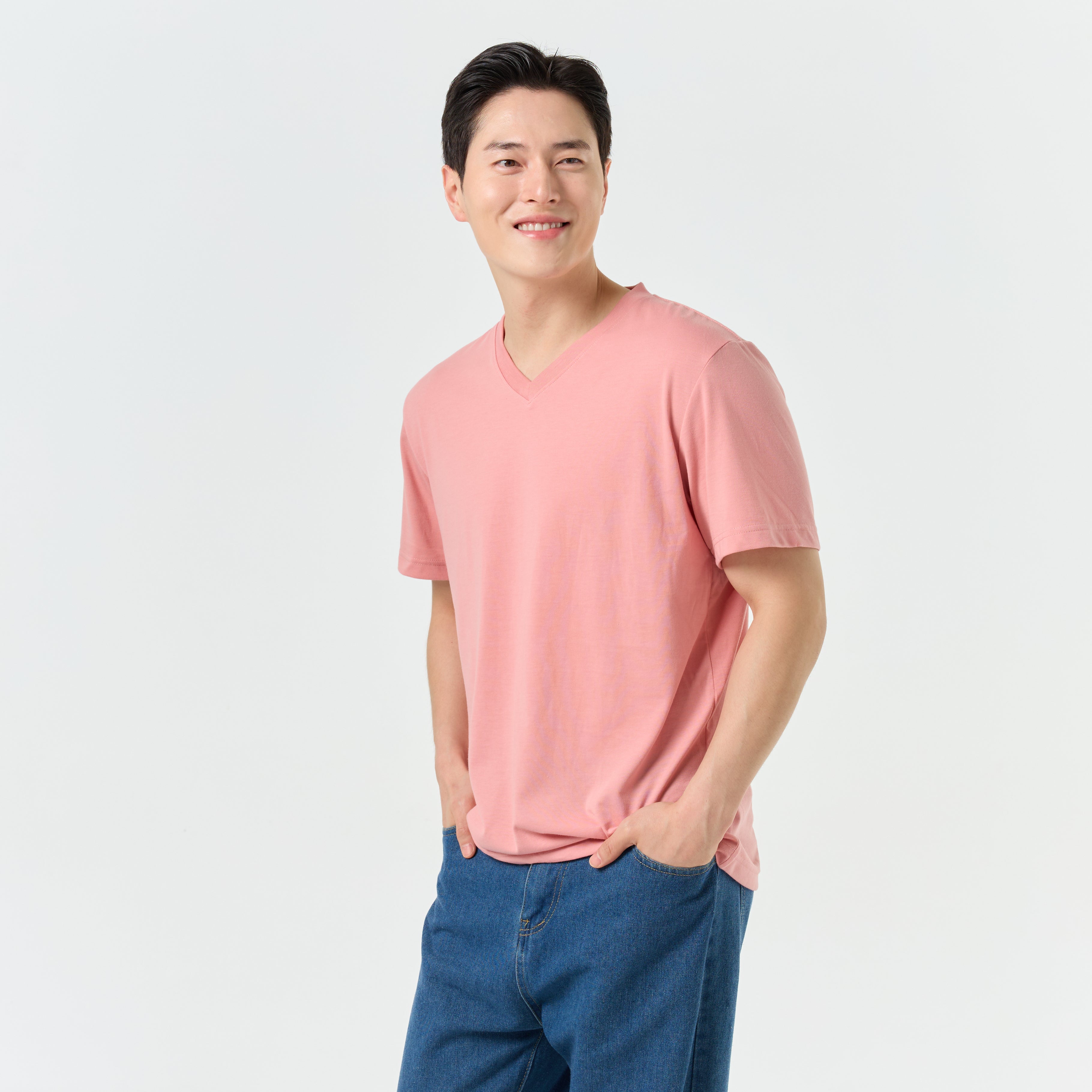 Ultrasoft Unisex V Neck_Light Pink