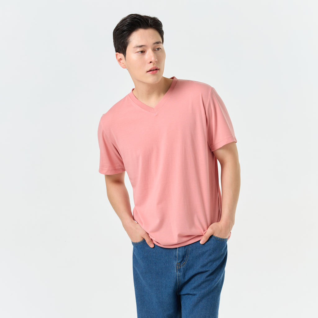 Ultrasoft Unisex V Neck_Light Pink