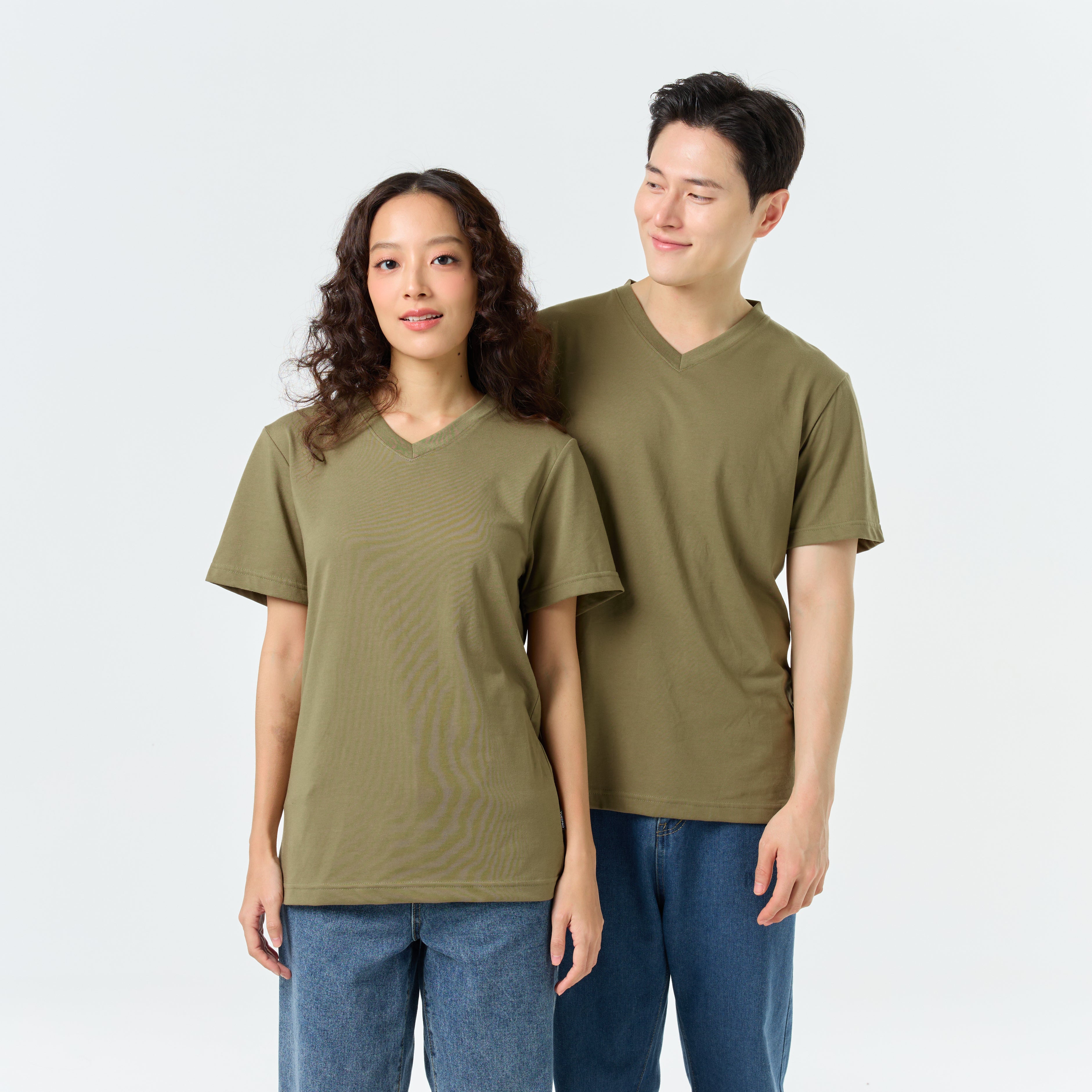 Ultrasoft Unisex V Neck_Olive Green