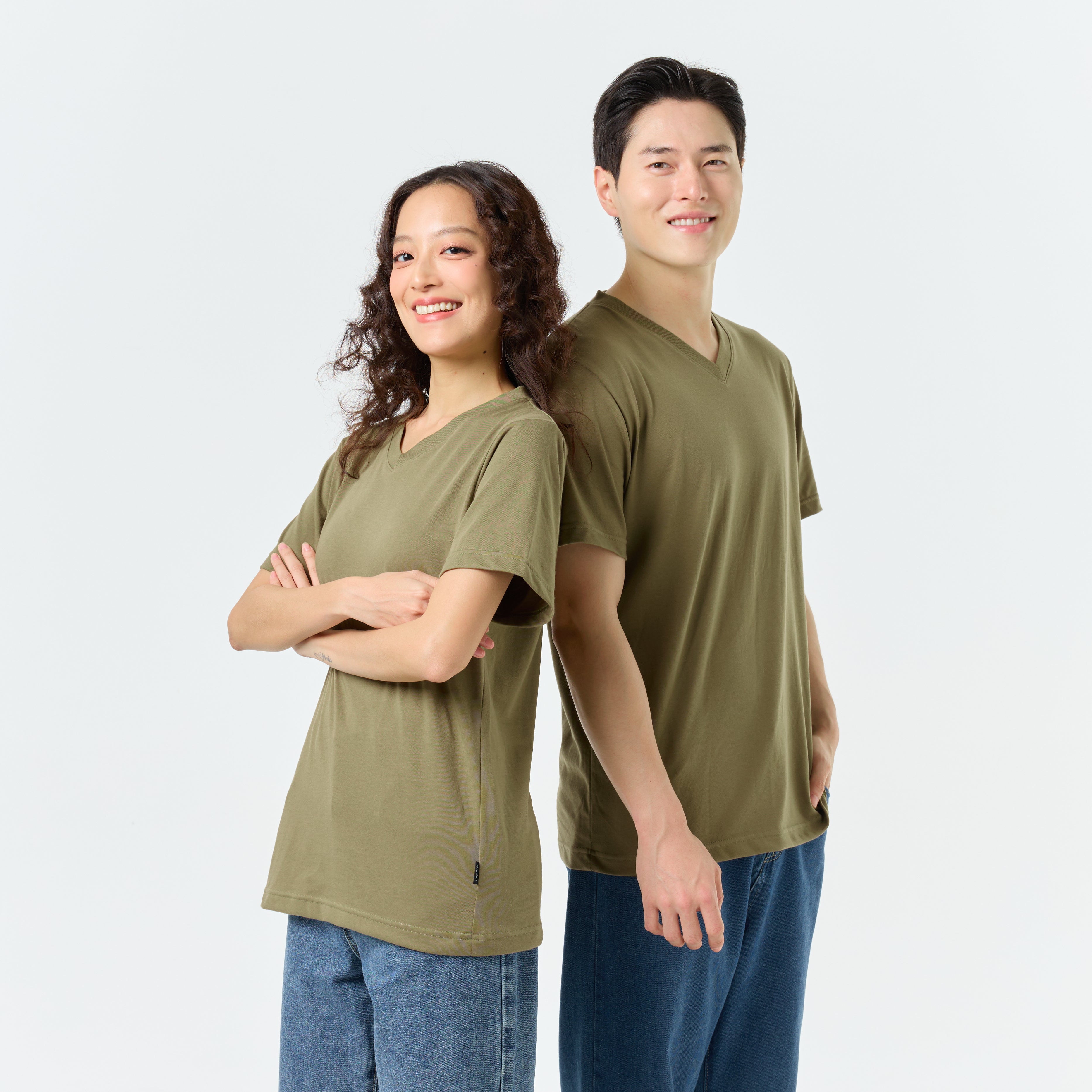 Ultrasoft Unisex V Neck_Olive Green