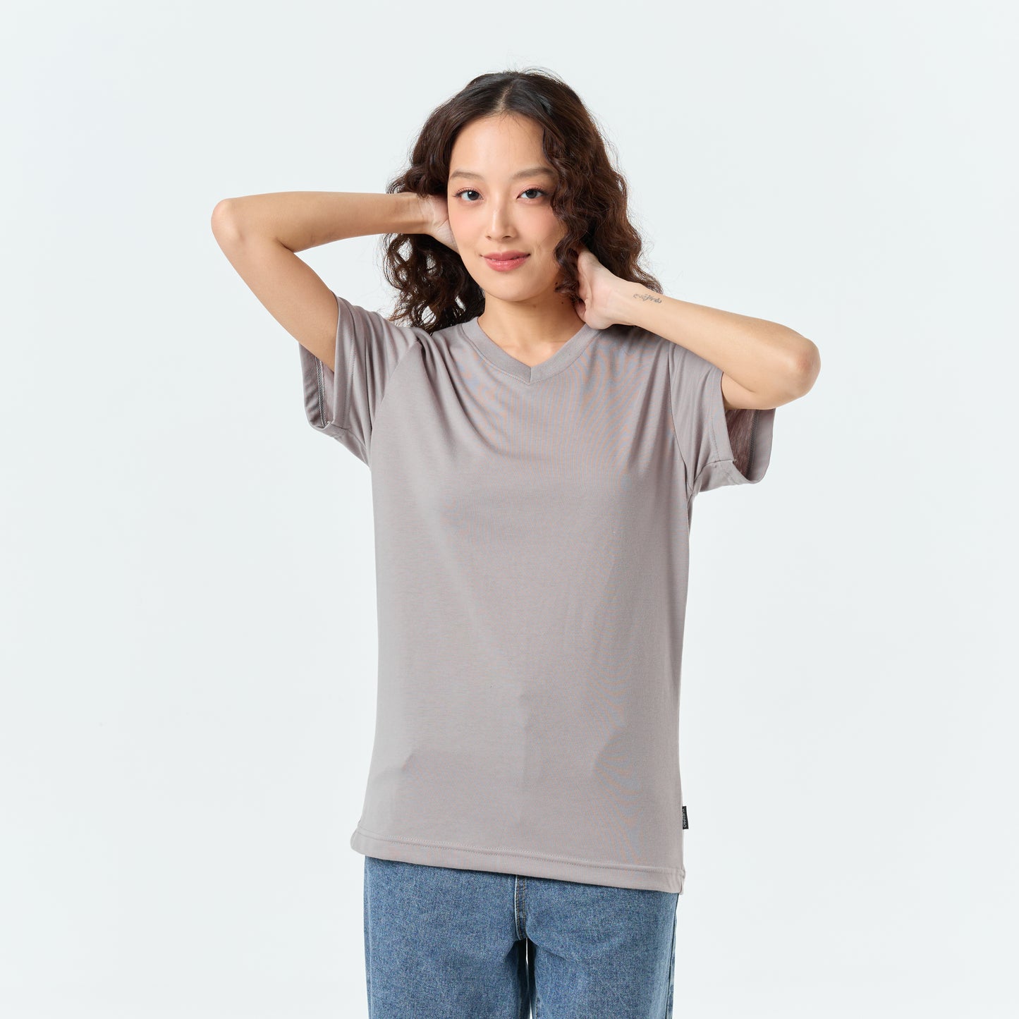 Ultrasoft Unisex V Neck_Smoke Gray