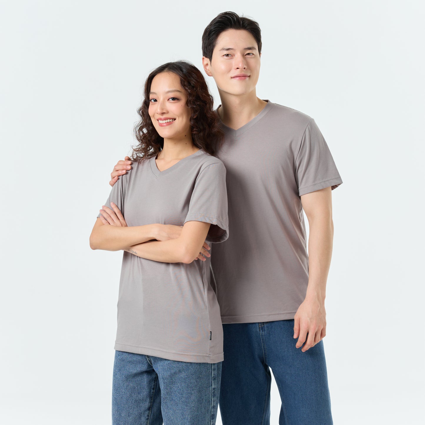 Ultrasoft Unisex V Neck_Smoke Gray