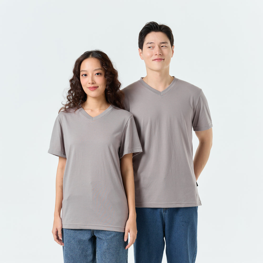 Ultrasoft Unisex V Neck_Smoke Gray