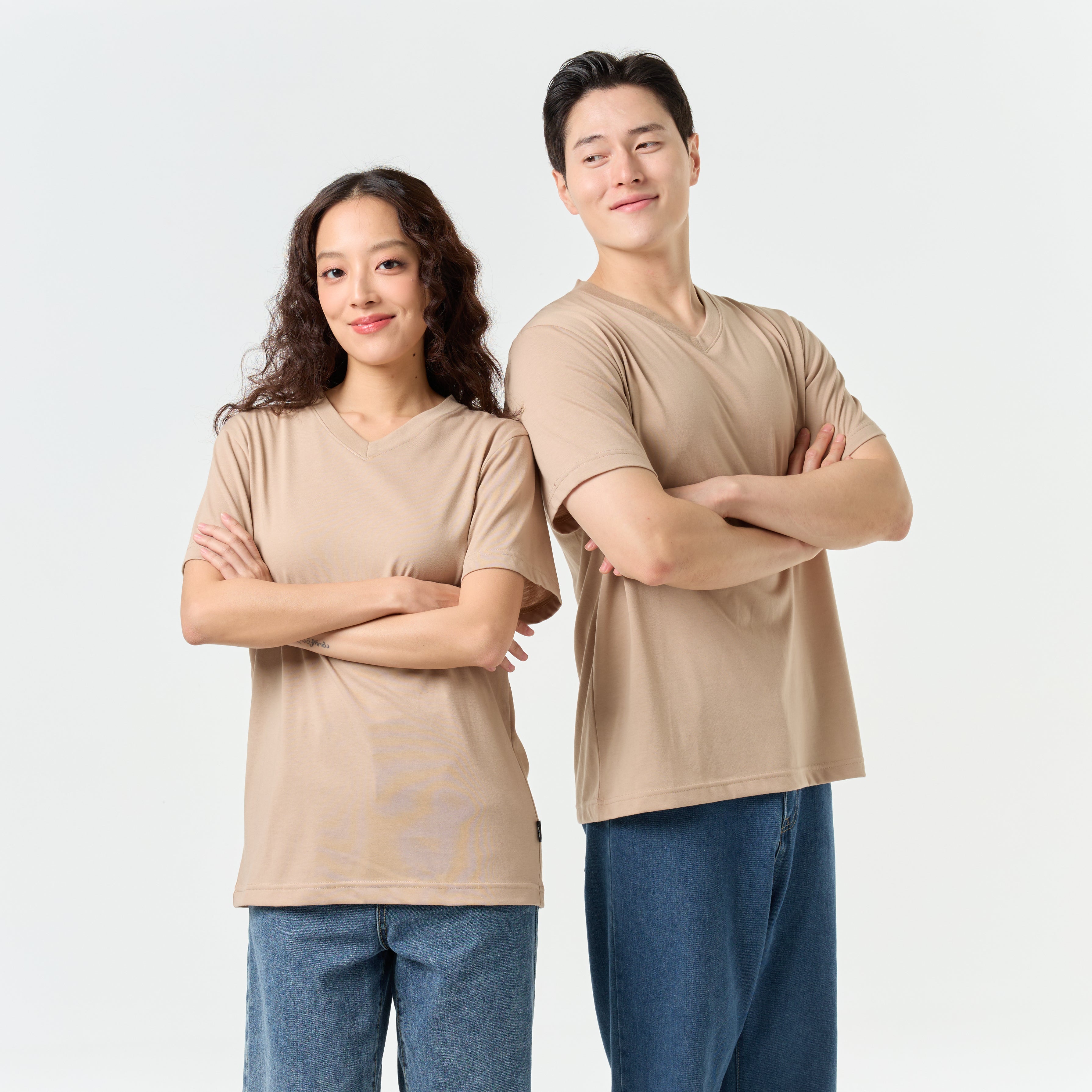 Ultrasoft Unisex V Neck_Almond