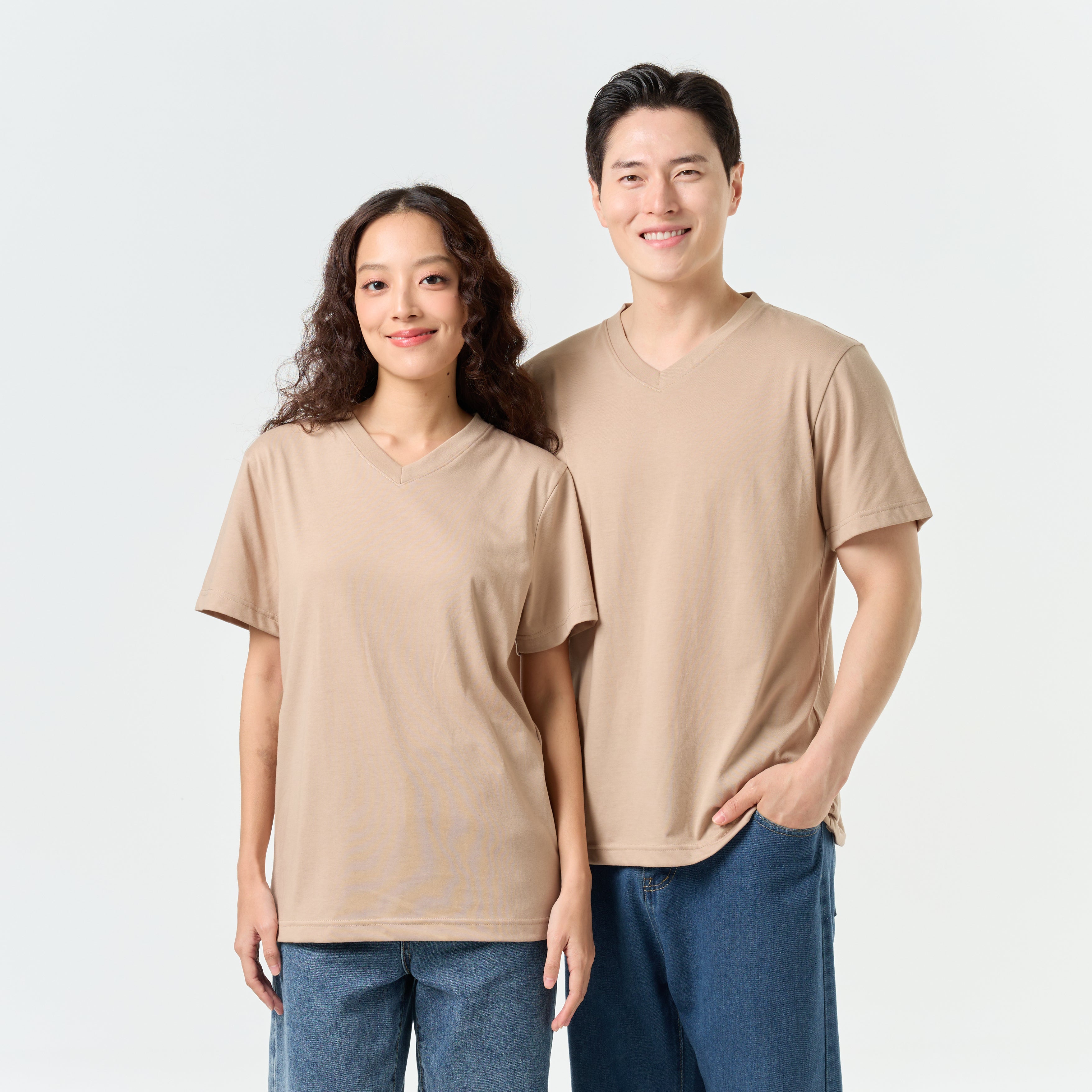 Ultrasoft Unisex V Neck_Almond