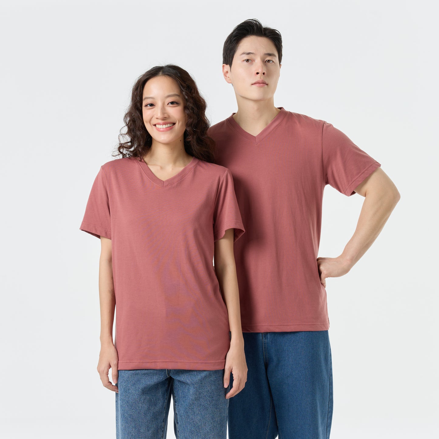 Ultrasoft Unisex V Neck_Rosewood