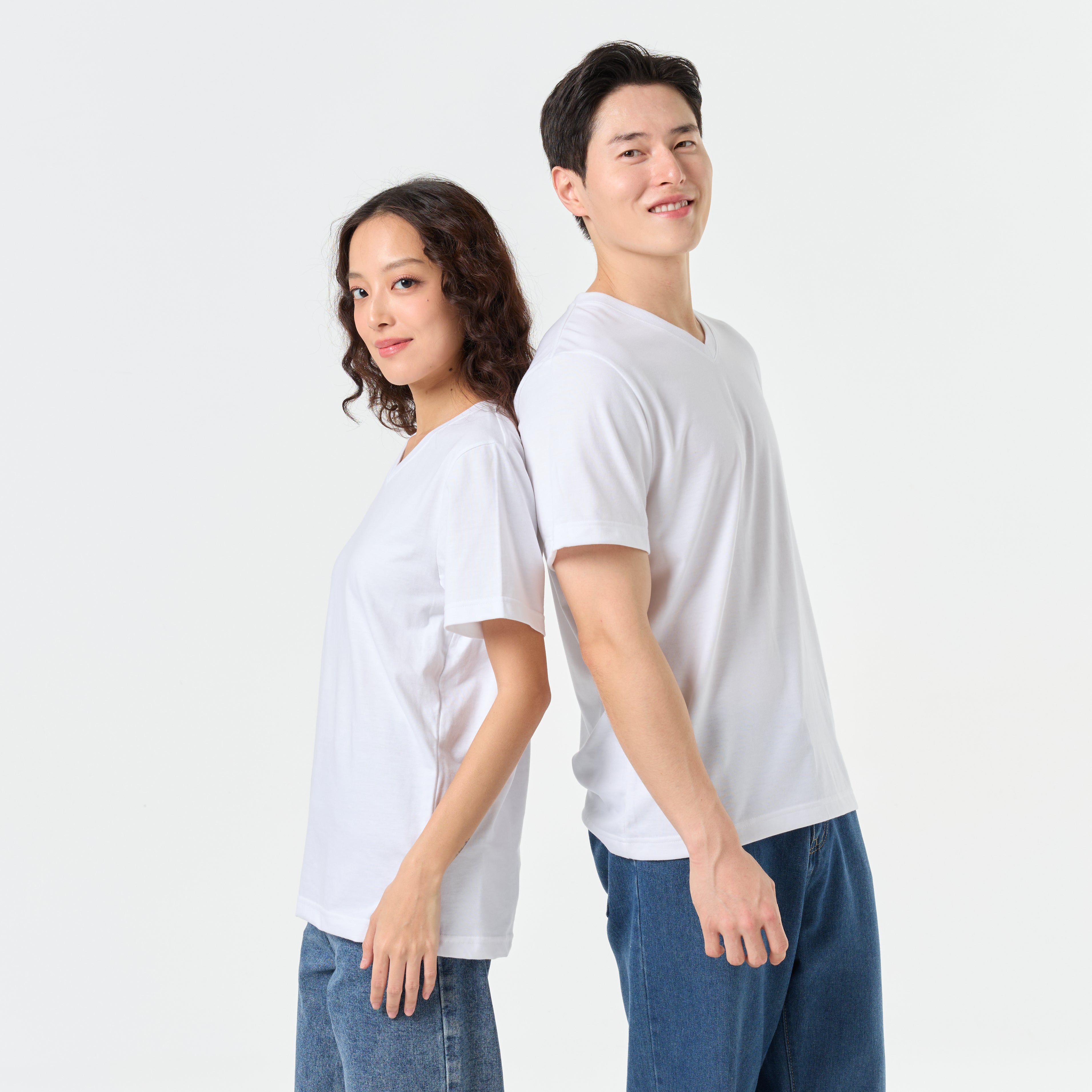 Ultrasoft Unisex V Neck_White