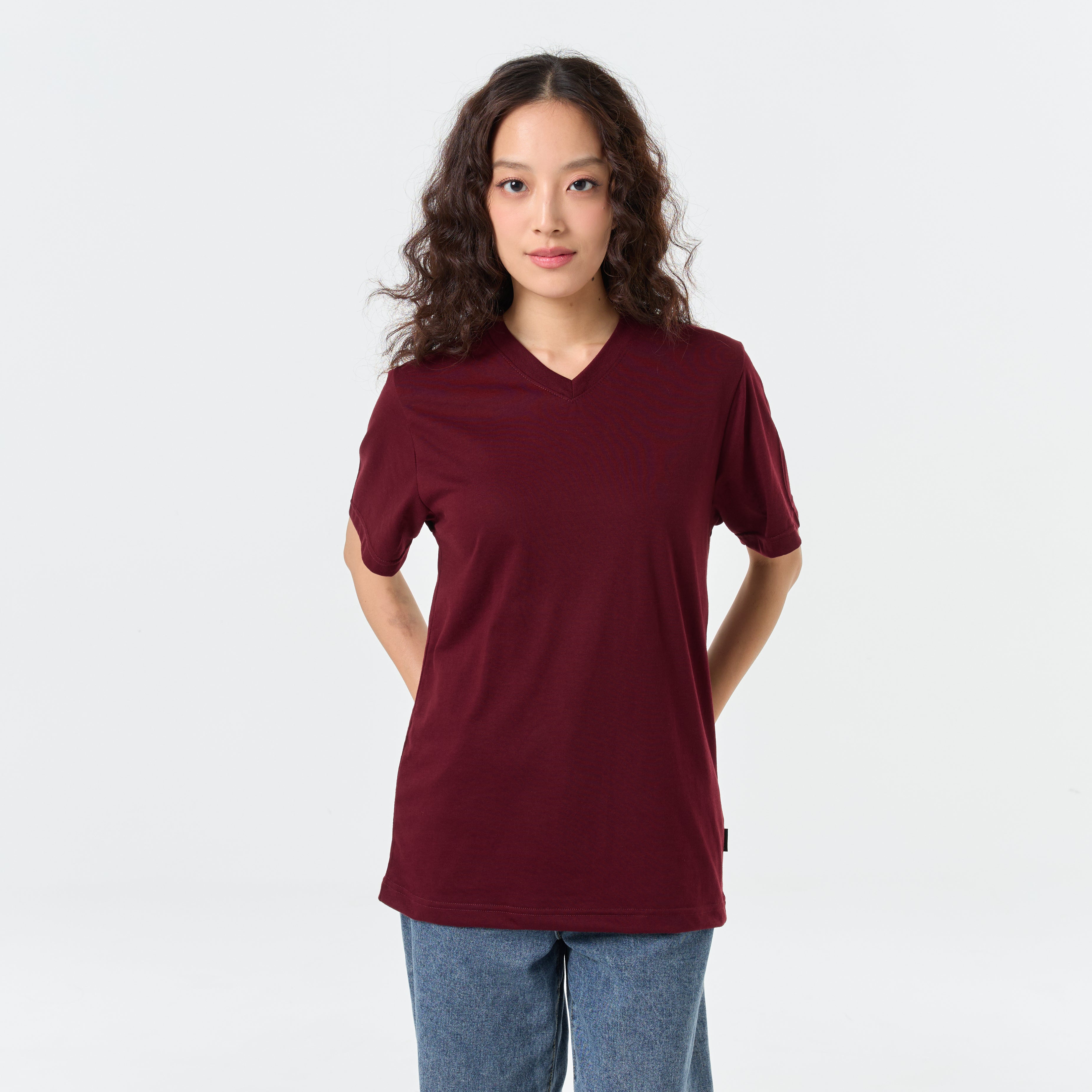Ultrasoft Unisex V Neck_Maroon