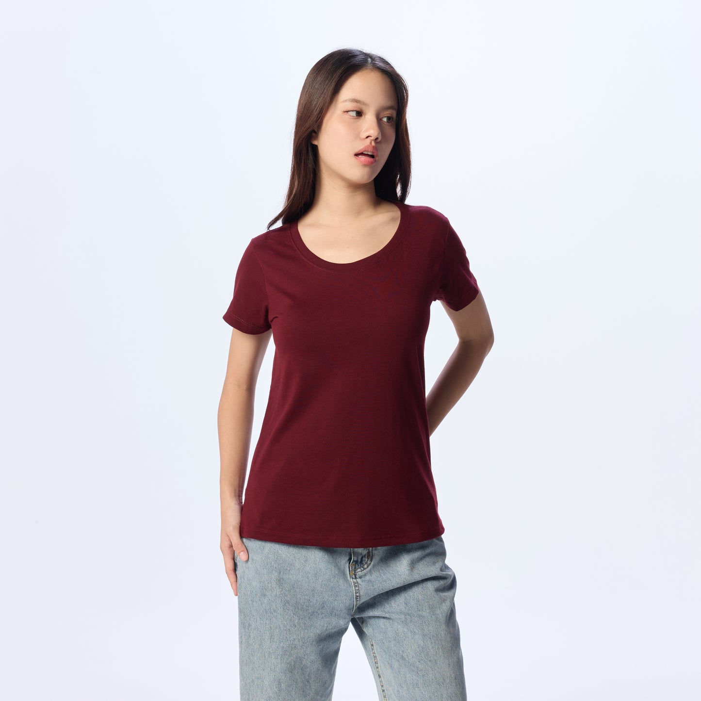 Ultrasoft Woman Round Neck_Maroon