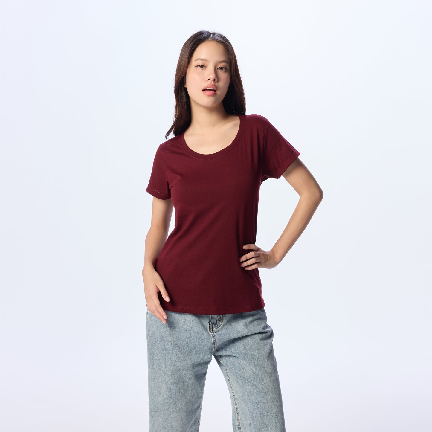 Ultrasoft Woman Round Neck_Maroon