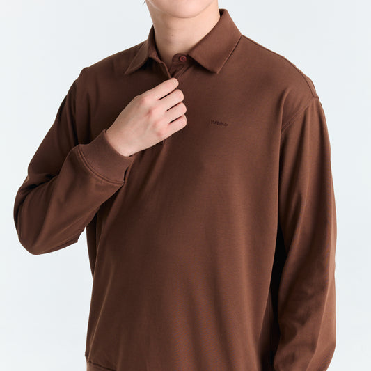 Polo Sweater Shirt_Autumn Brown