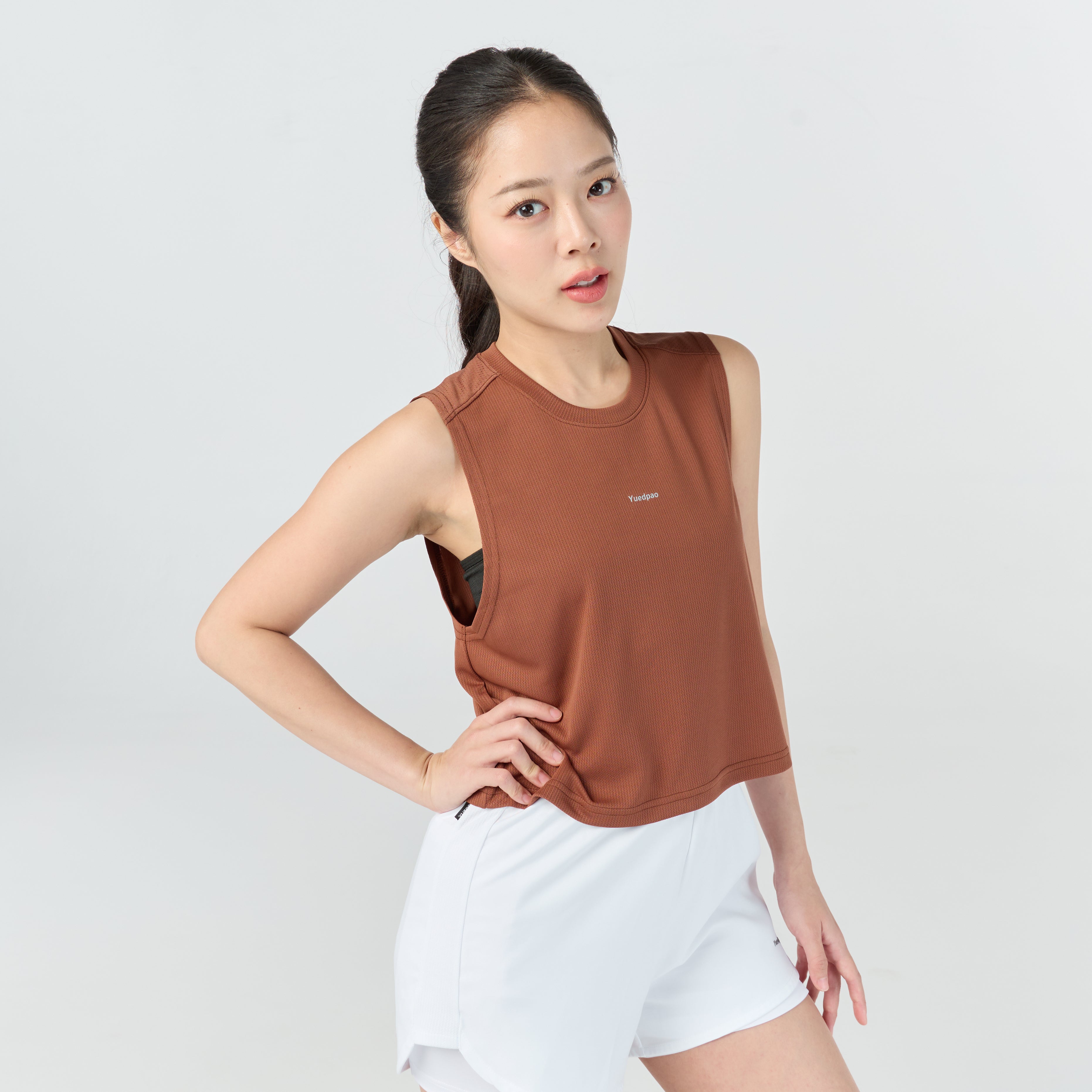 Ultra flow sleeveless crop sport_Warm Brown
