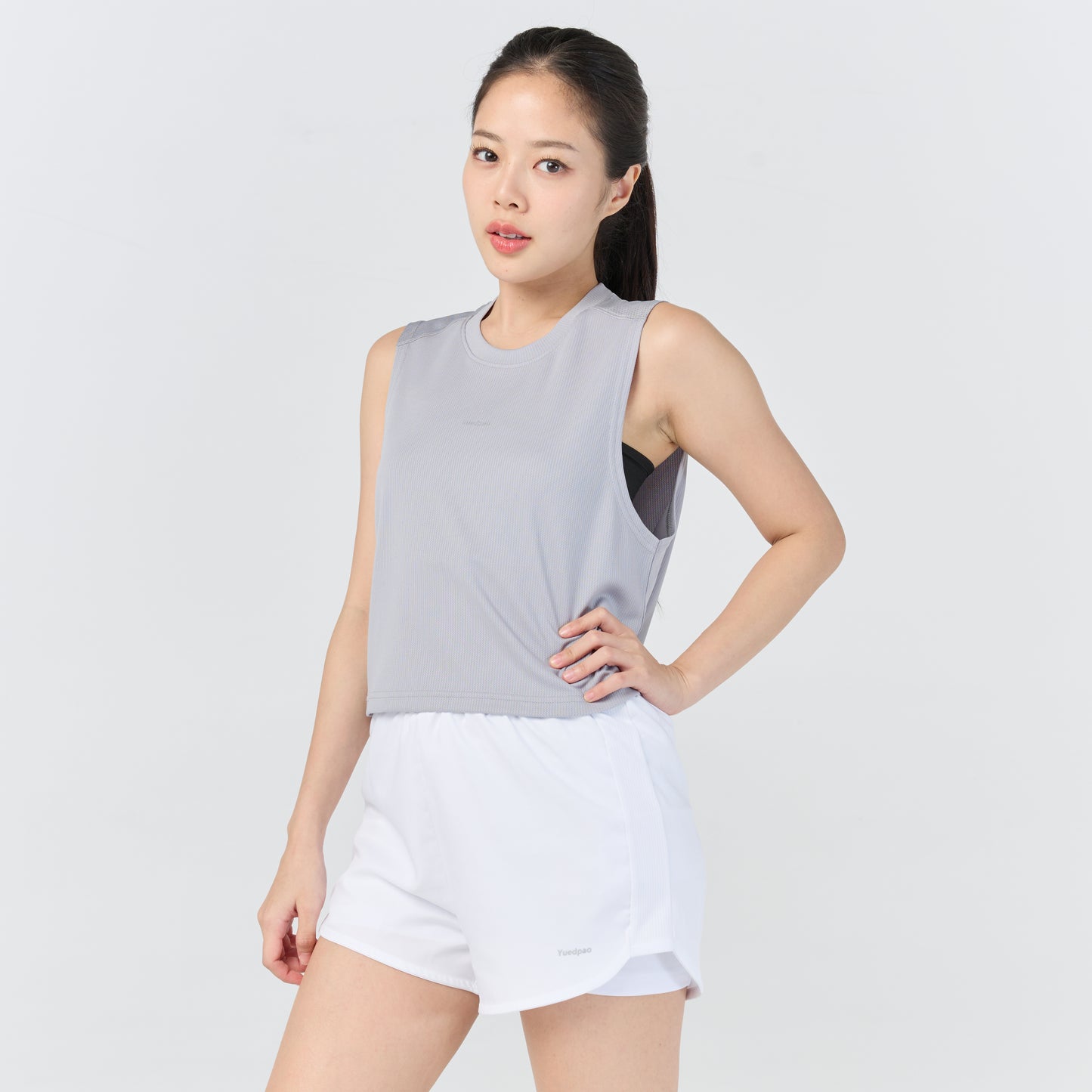 Ultra flow sleeveless crop sports_Light Grey