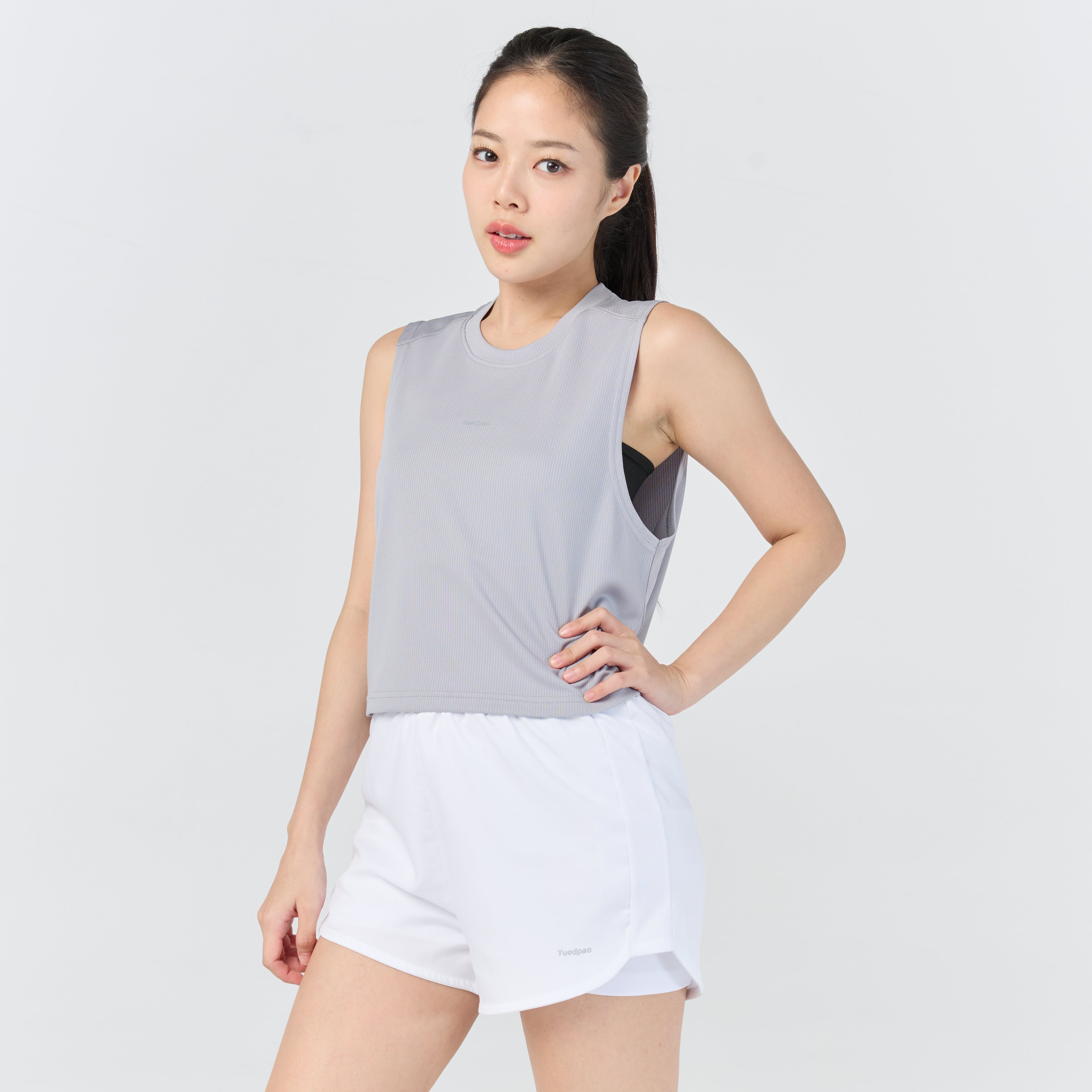 Ultra flow sleeveless crop sports_Light Grey