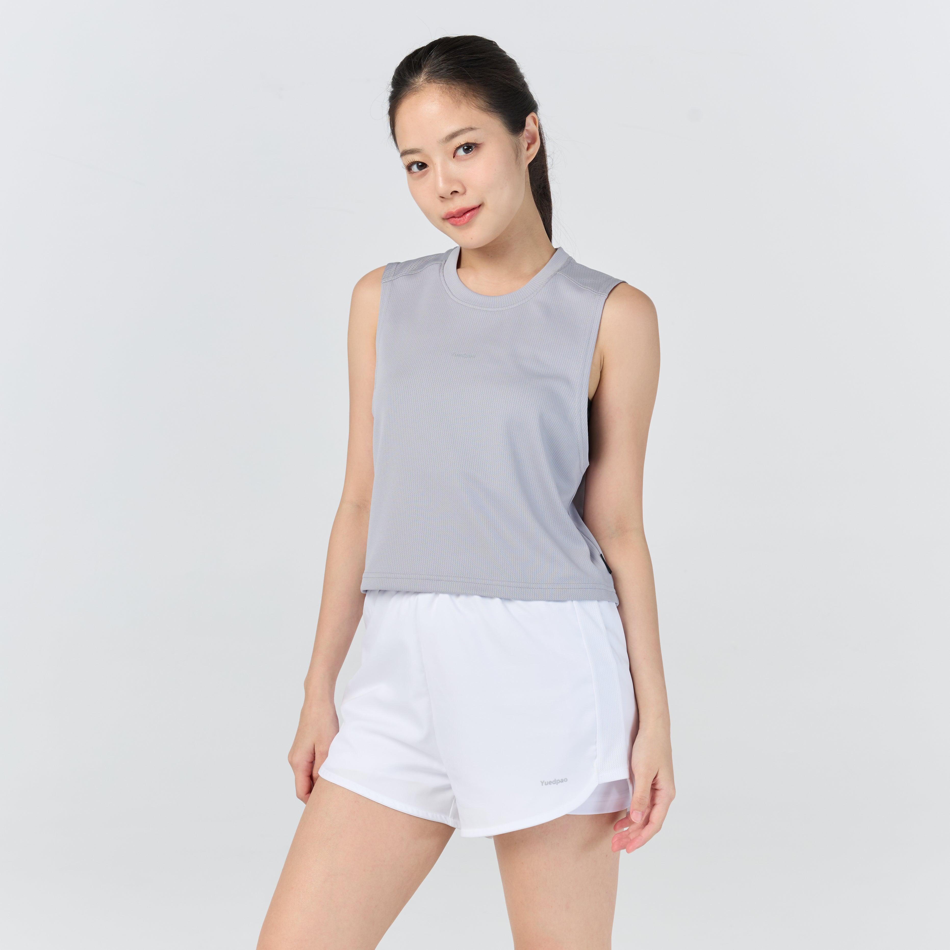 Ultra flow sleeveless crop sports_Light Grey