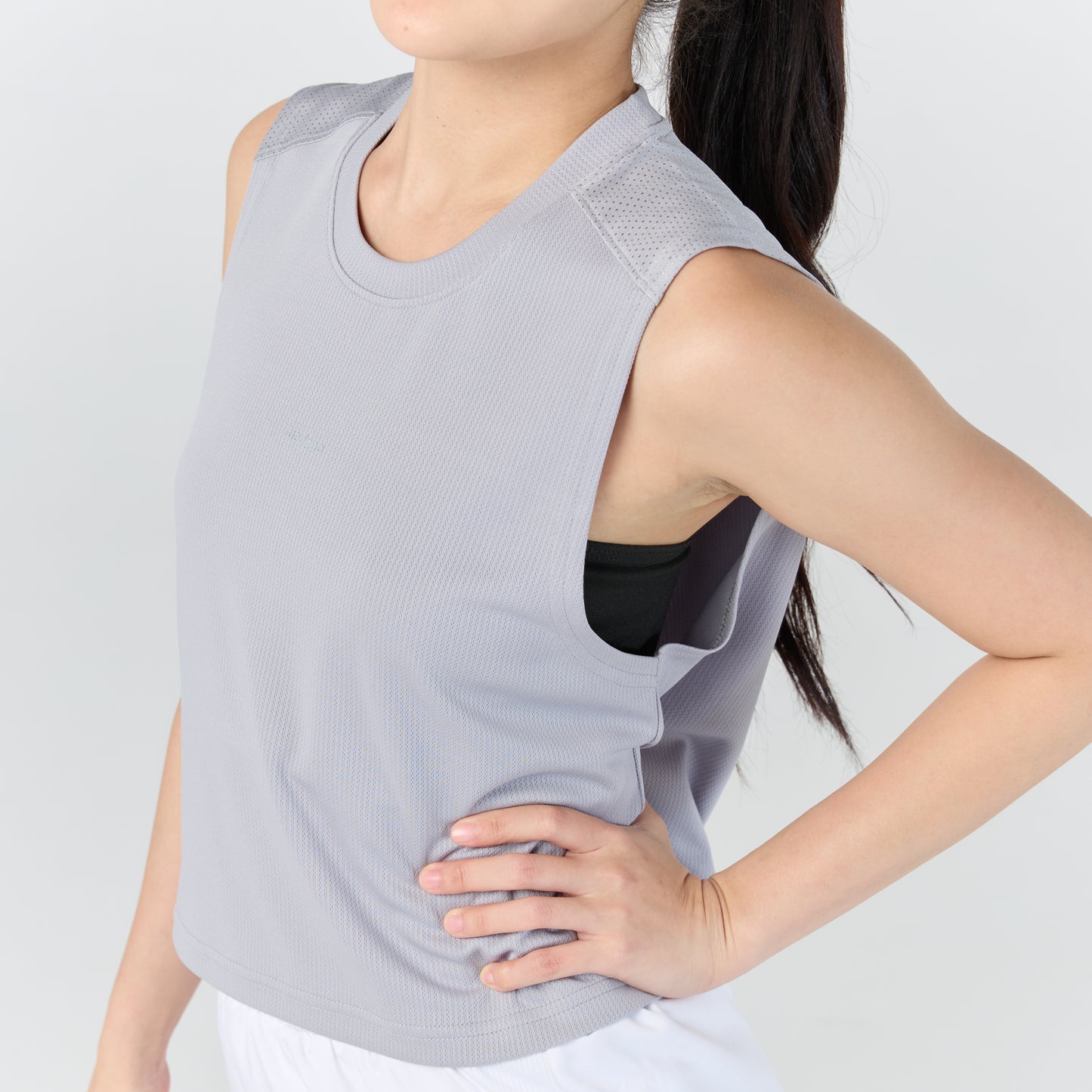 Ultra flow sleeveless crop sports_Light Grey
