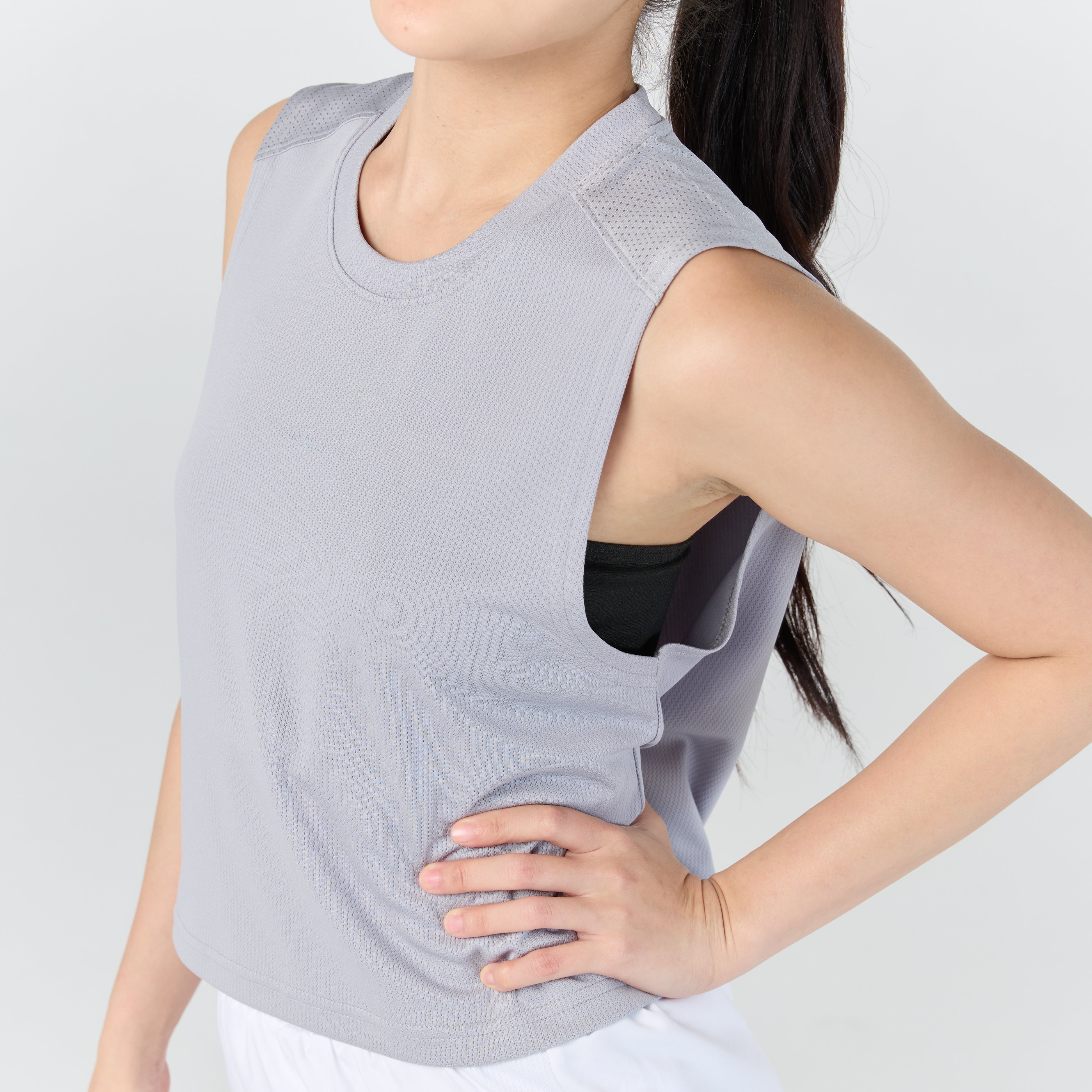 Ultra flow sleeveless crop sports_Light Grey