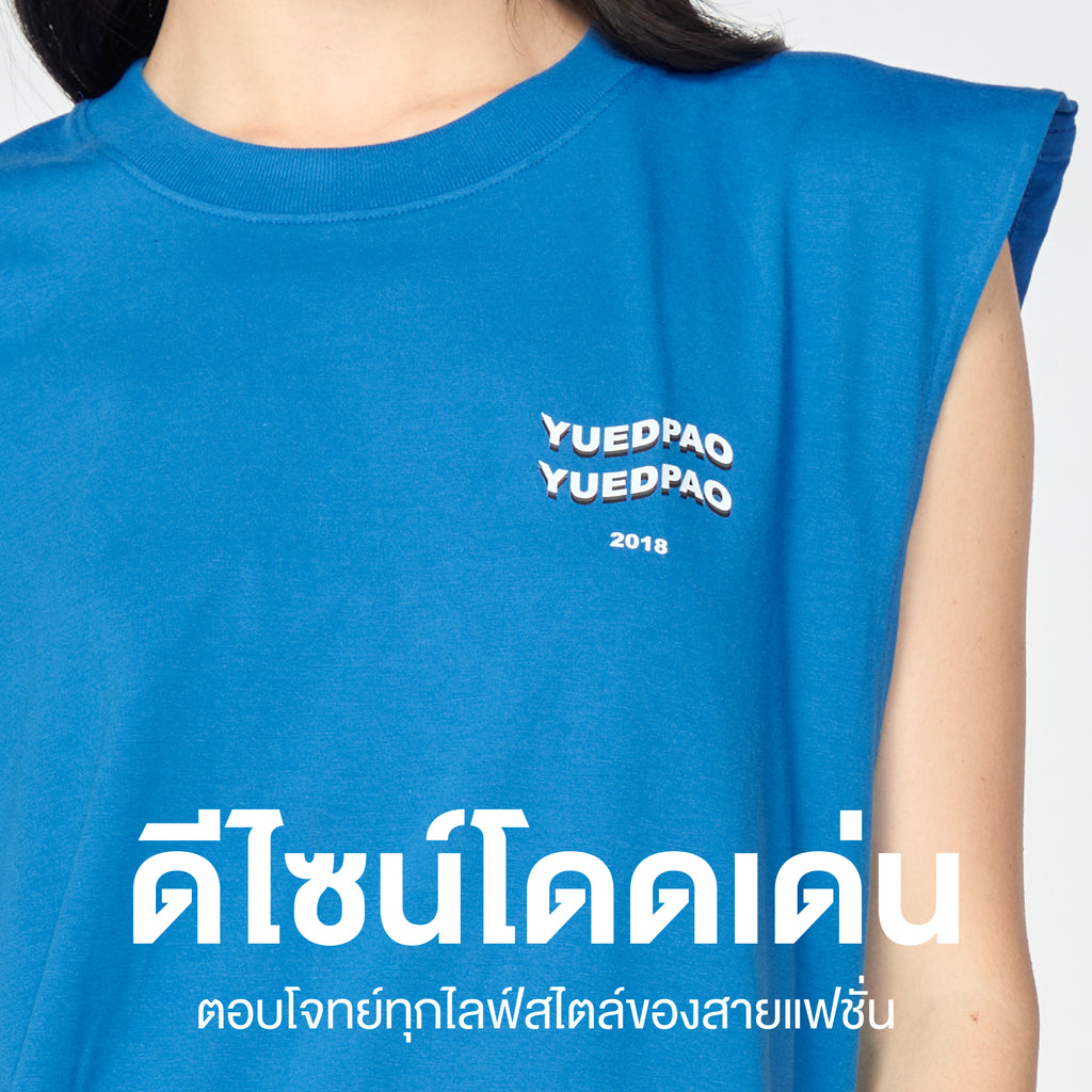 Sleeveless Crop Top Neon_Navy Blue