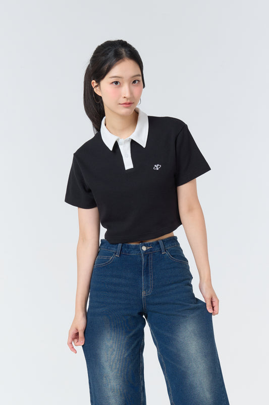 Polo Crop Oversize Y Collection_Black