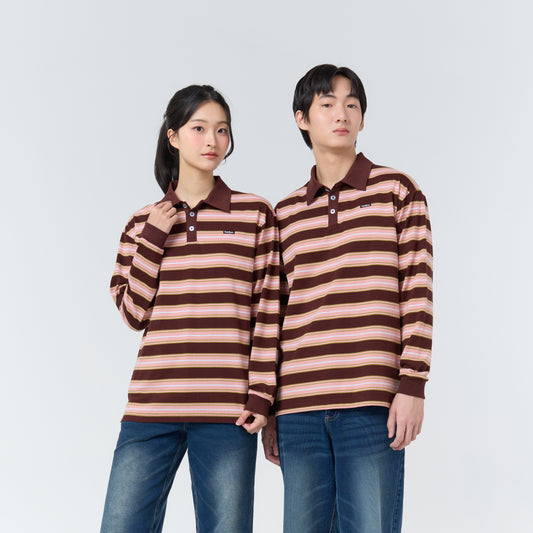 Polo LongSleeve Striped_Rosewood