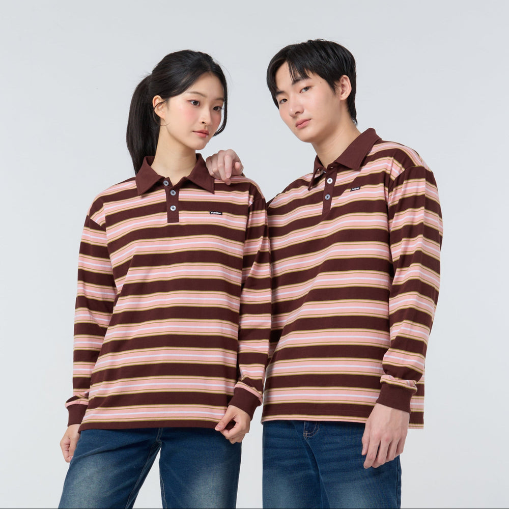 Polo LongSleeve Striped_Rosewood