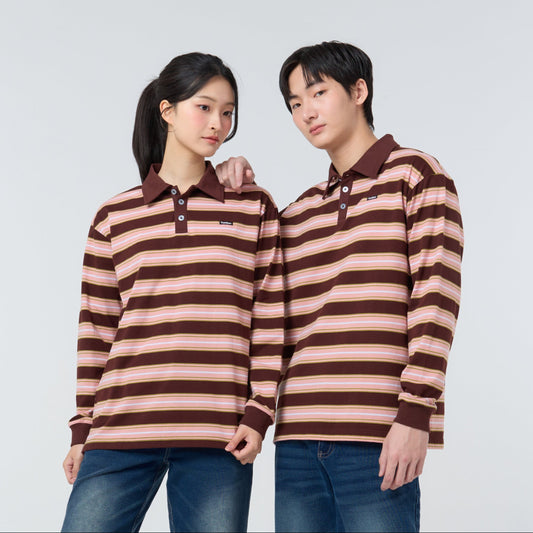 Polo LongSleeve Striped_Rosewood