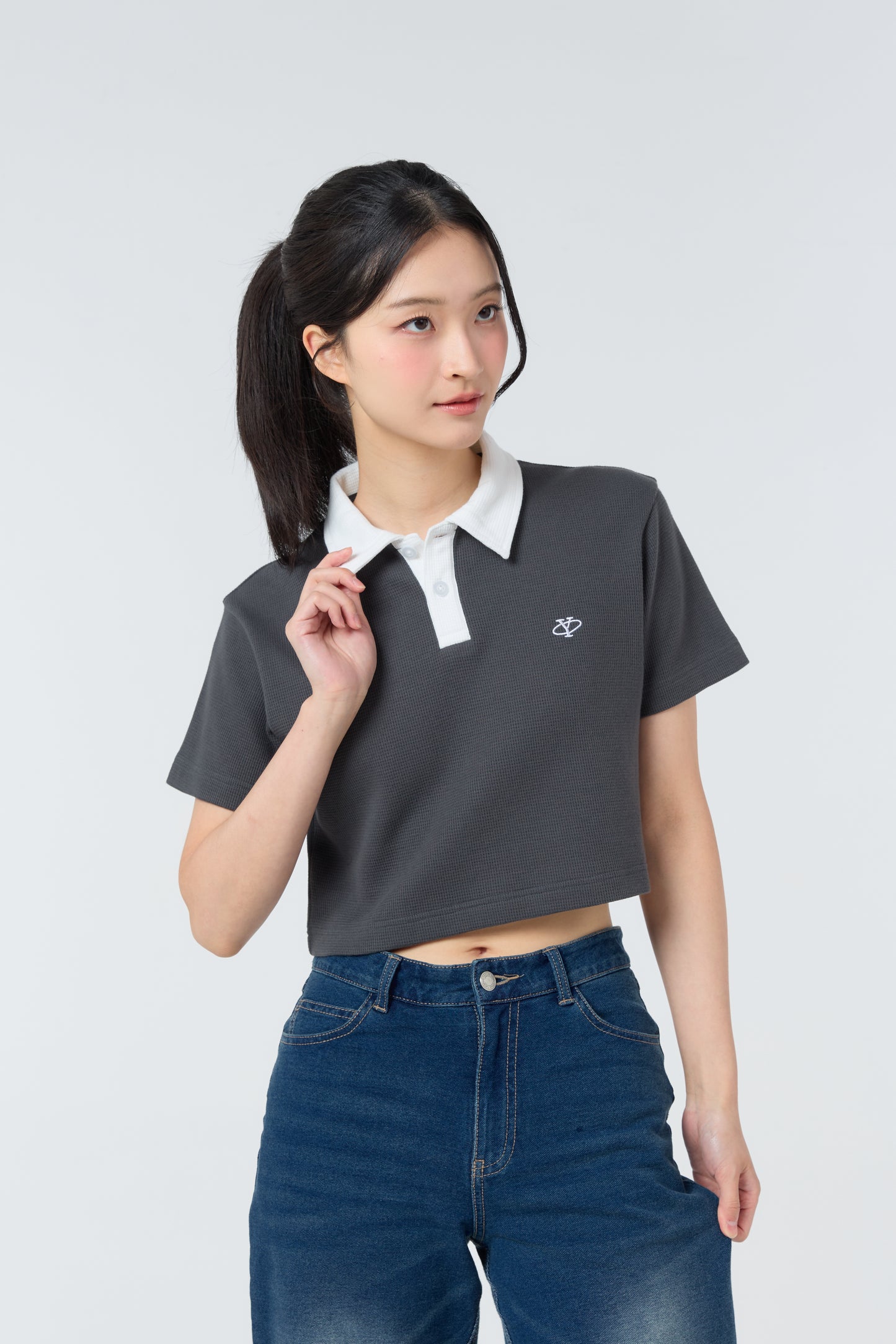Polo Crop Oversize Y Collection_Grey