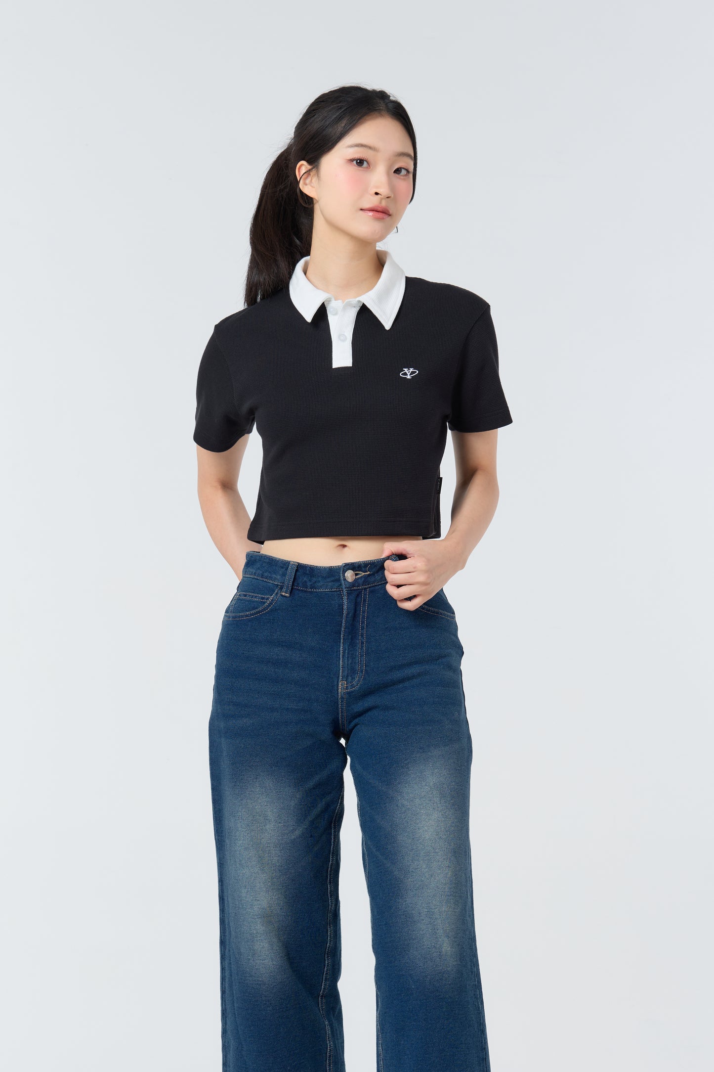 Polo Crop Oversize Y Collection_Black