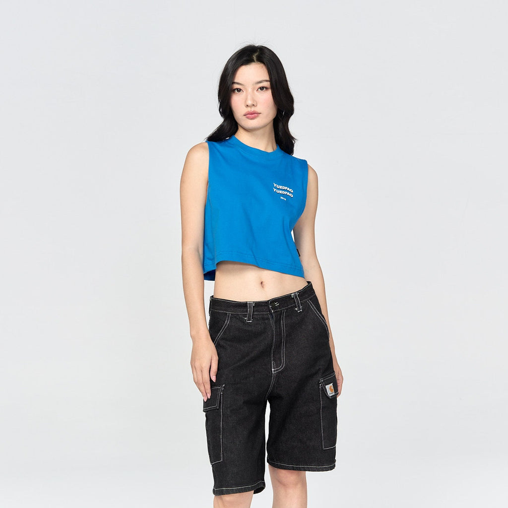 Sleeveless Crop Top Neon_Navy Blue