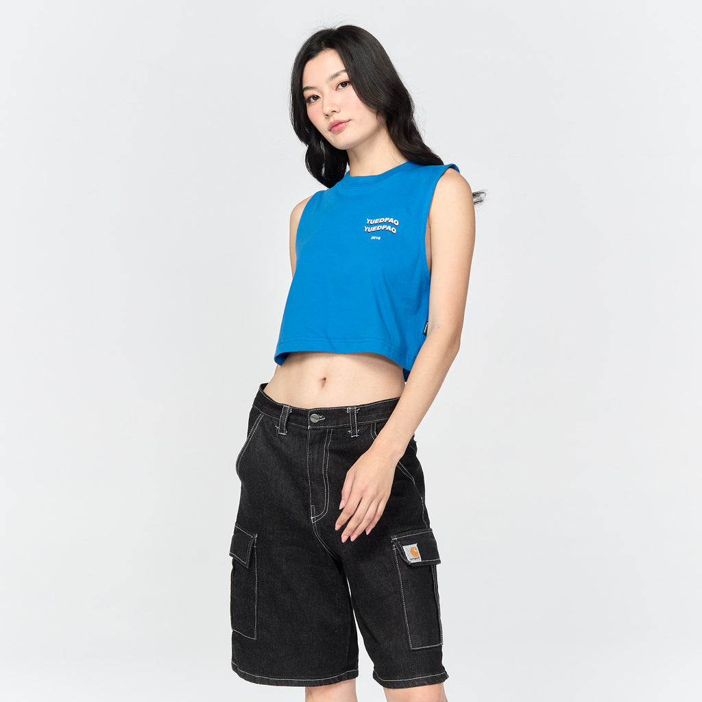 Sleeveless Crop Top Neon_Navy Blue