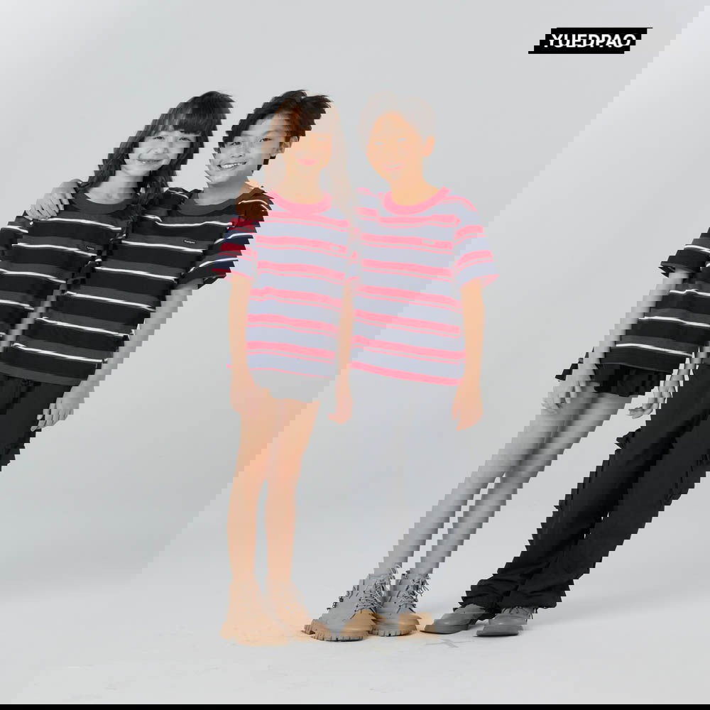 Oversized Kids Striped_Brick Red - YUEDPAO