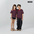 Oversized Kids Striped_Brick Red - YUEDPAO