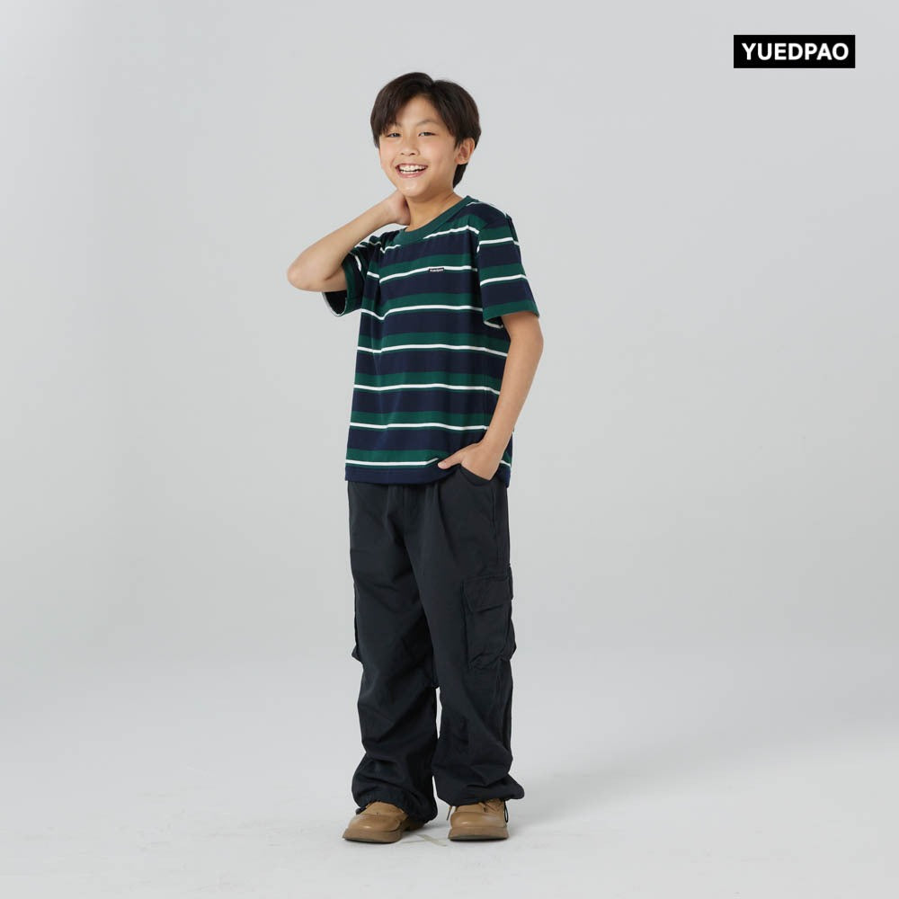 Oversized Kids Striped_Dark Green - YUEDPAO