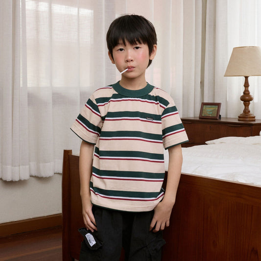 Oversized Kids Striped_Evergreens - YUEDPAO