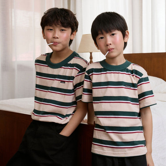 Oversized Kids Striped_Evergreens - YUEDPAO