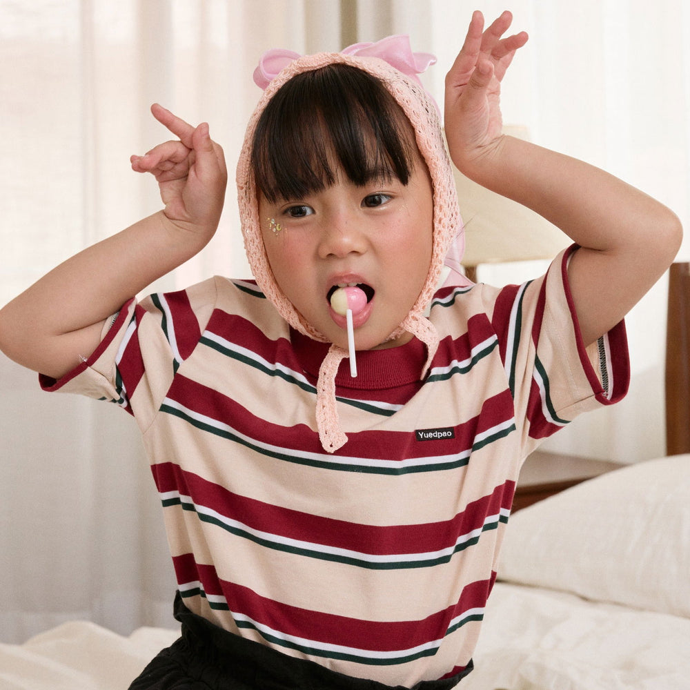 Oversized Kids Striped_Racingred - YUEDPAO