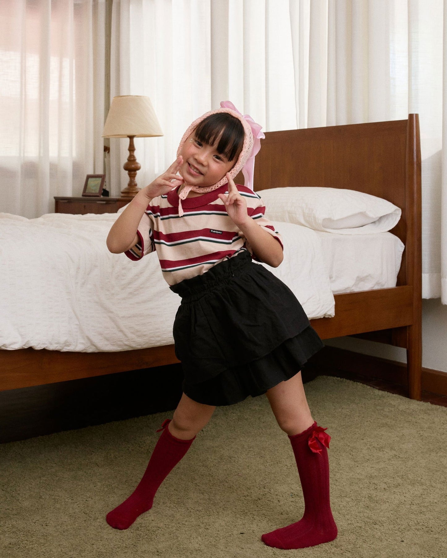 Oversized Kids Striped_Racingred - YUEDPAO