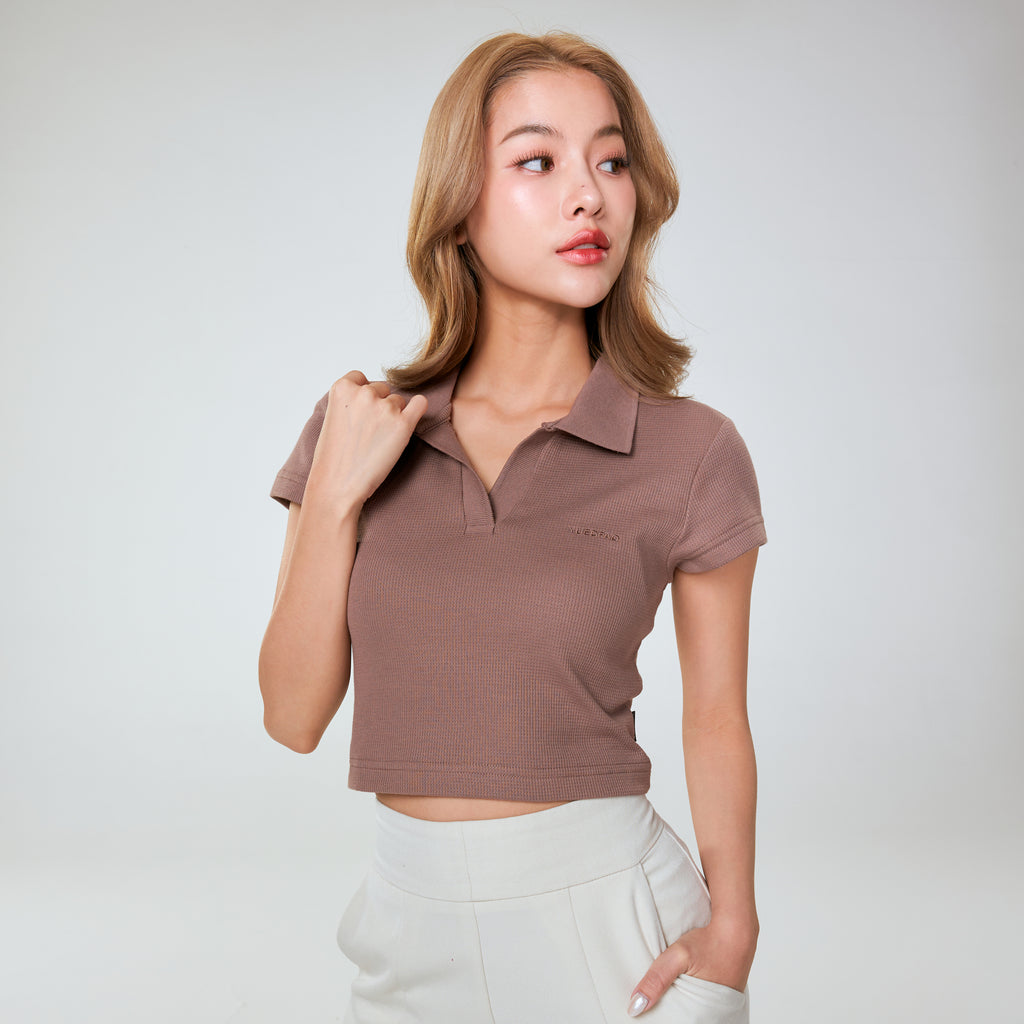 Polo Crop Waffle_Sugar Brown