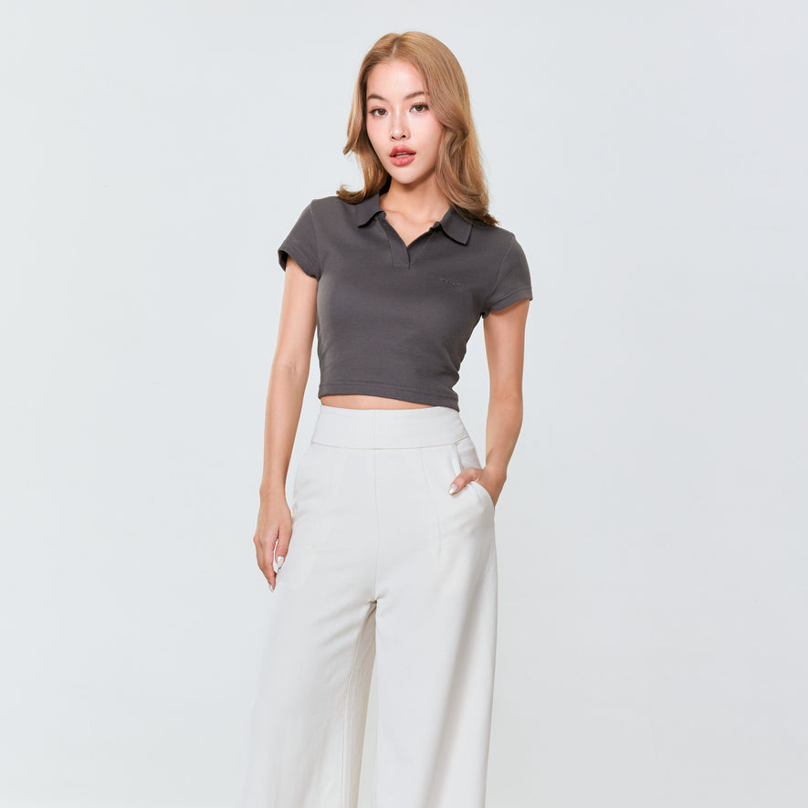 Polo Crop Waffle_UrbanGrey