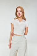 Polo Crop Waffle_Pearl