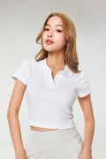 Polo Crop Waffle_White