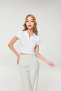 Polo Crop Waffle_White