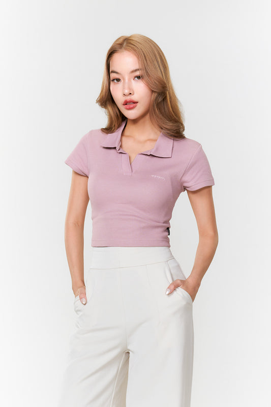 Polo Crop Waffle_Violet