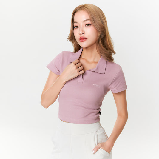 Polo Crop Waffle_Violet