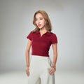 Polo Crop Waffle_Burgundy Red