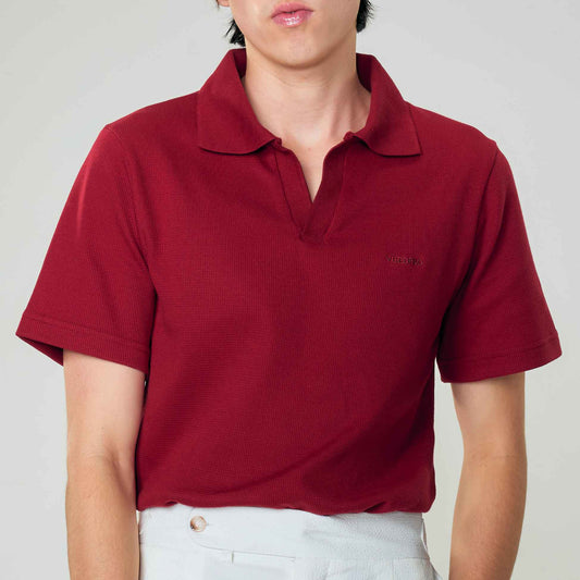 Polo Waffle_Burgundy